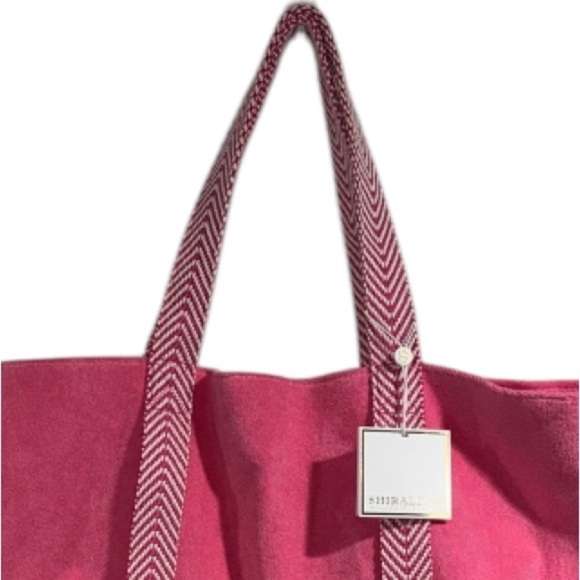 Shiraleah Pink Bag tote beach terry cloth pockets NEW carry all - Picture 5 of 5